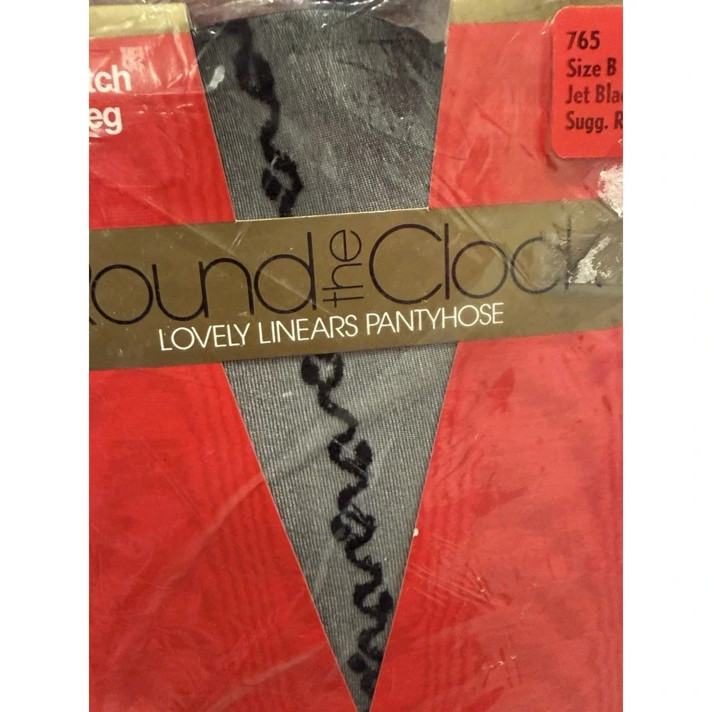 Vintage Round the Clock Pantyhose  Textured Stretch Ultra Sheer Control Top SZ B